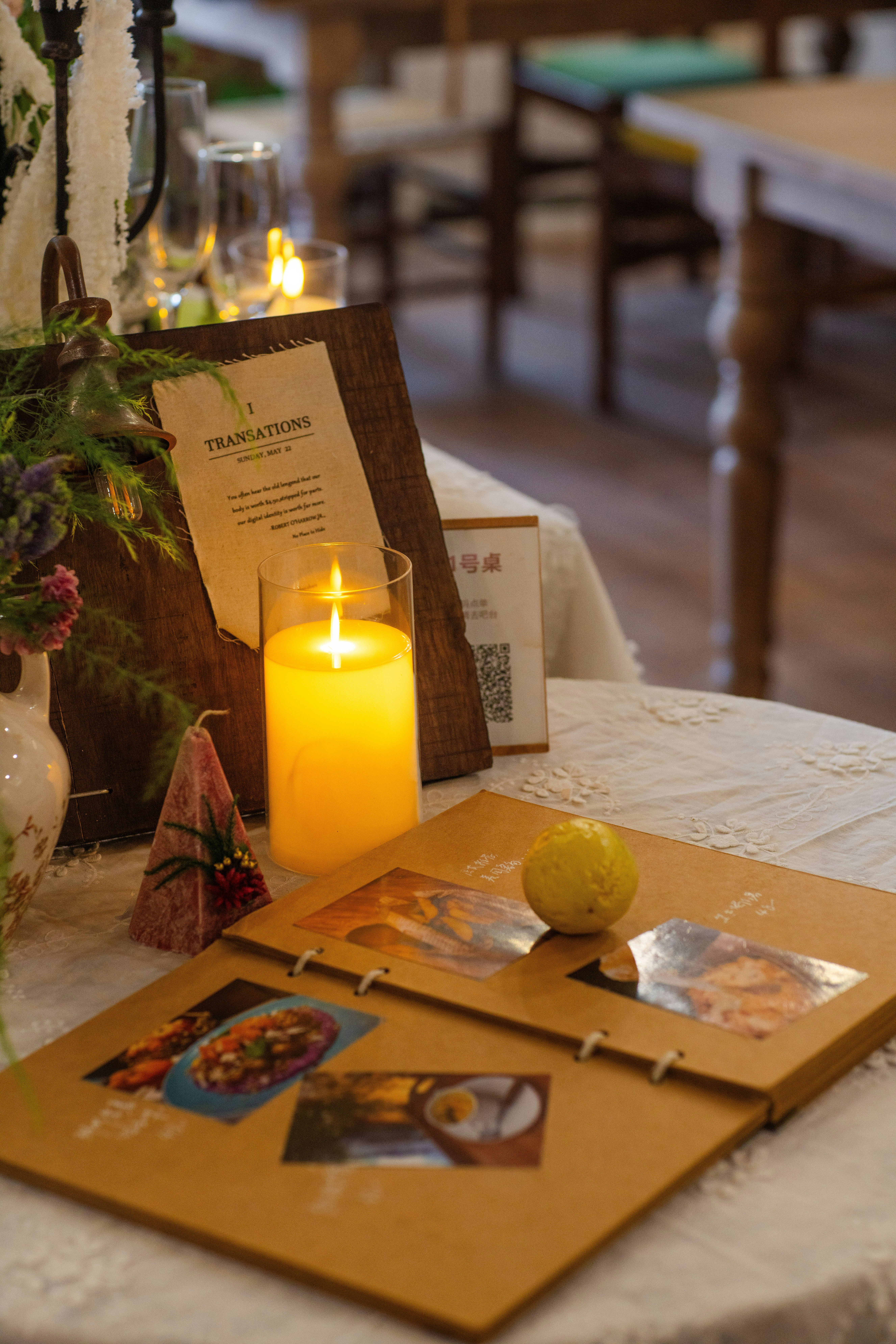 Table and menu closeup